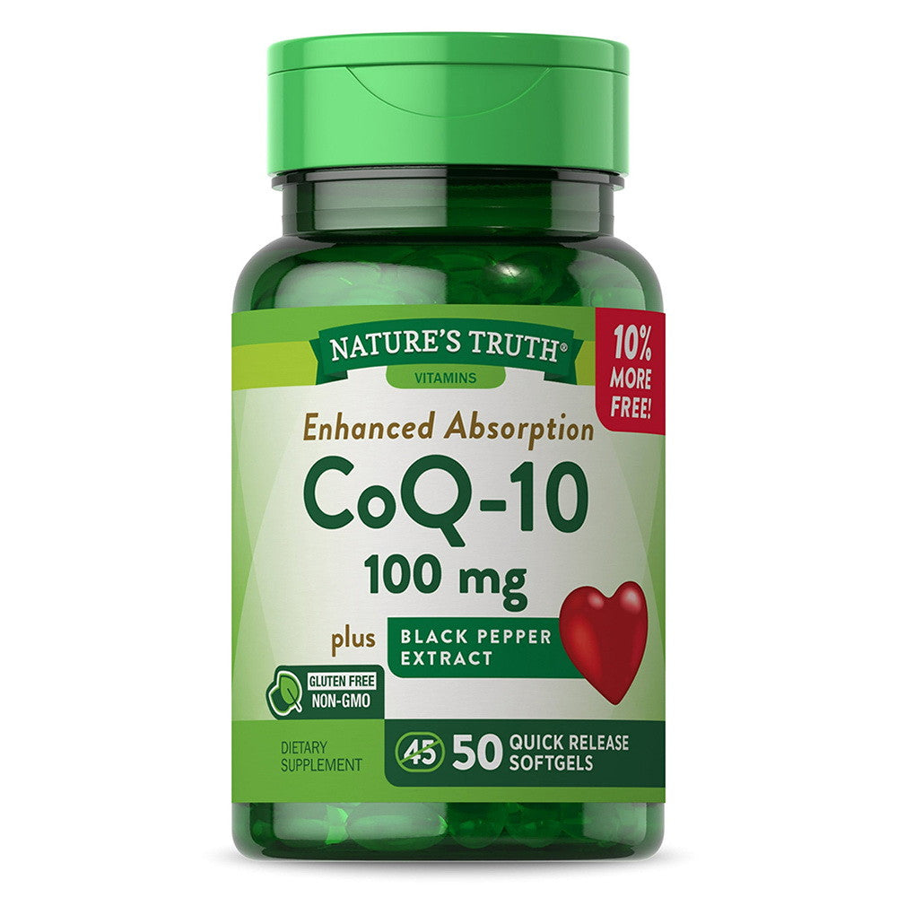 Natures Truth CoQ-10 100mg Plus Black Pepper Extract, 50 Ea